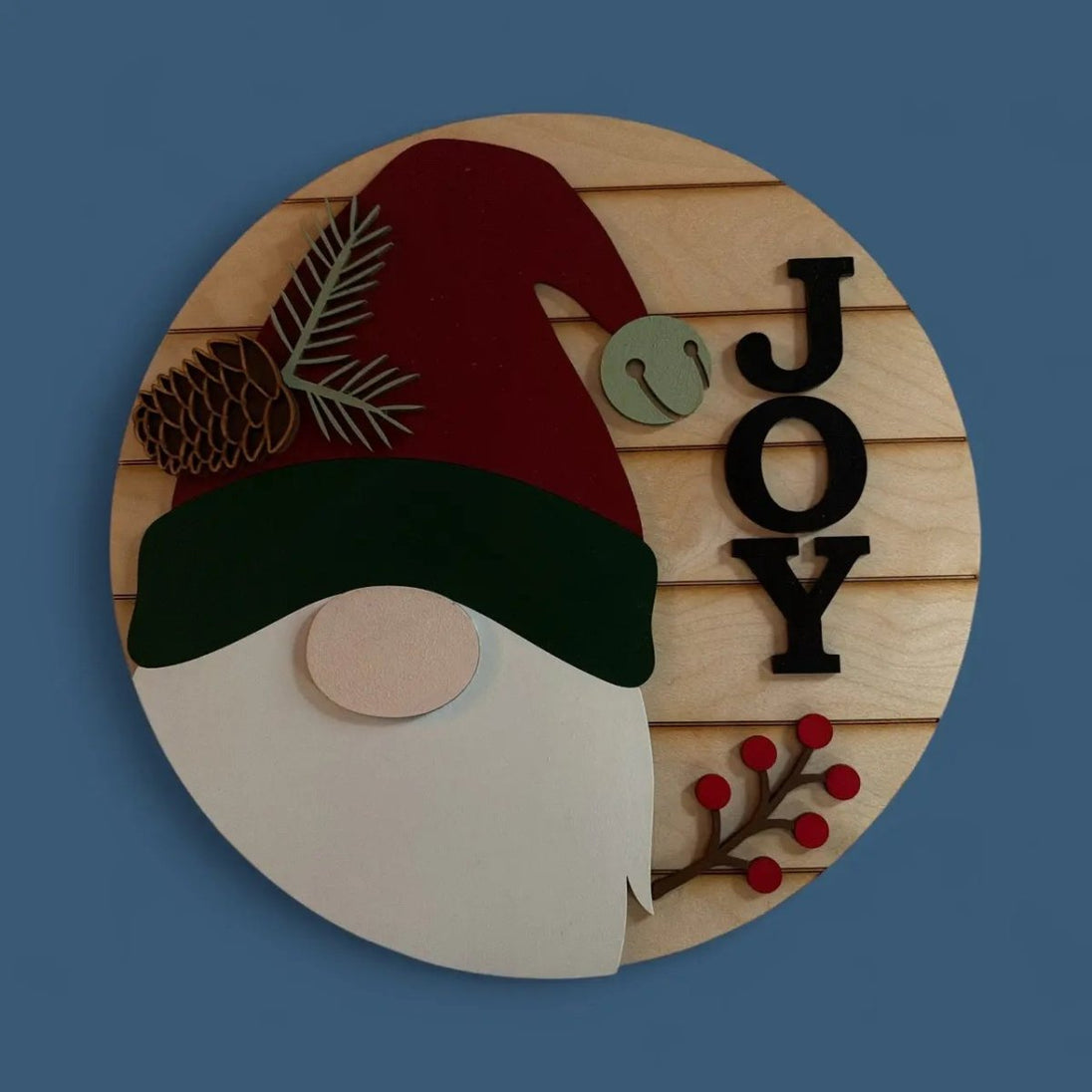 Gnome Joy Welcome Door Hanger Rustic Halo