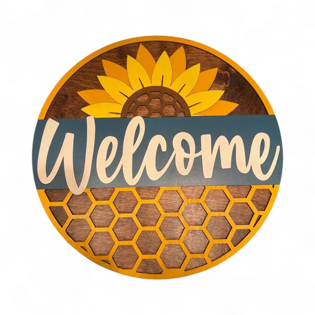 Sunflower Honeycomb Welcome Rustic Halo