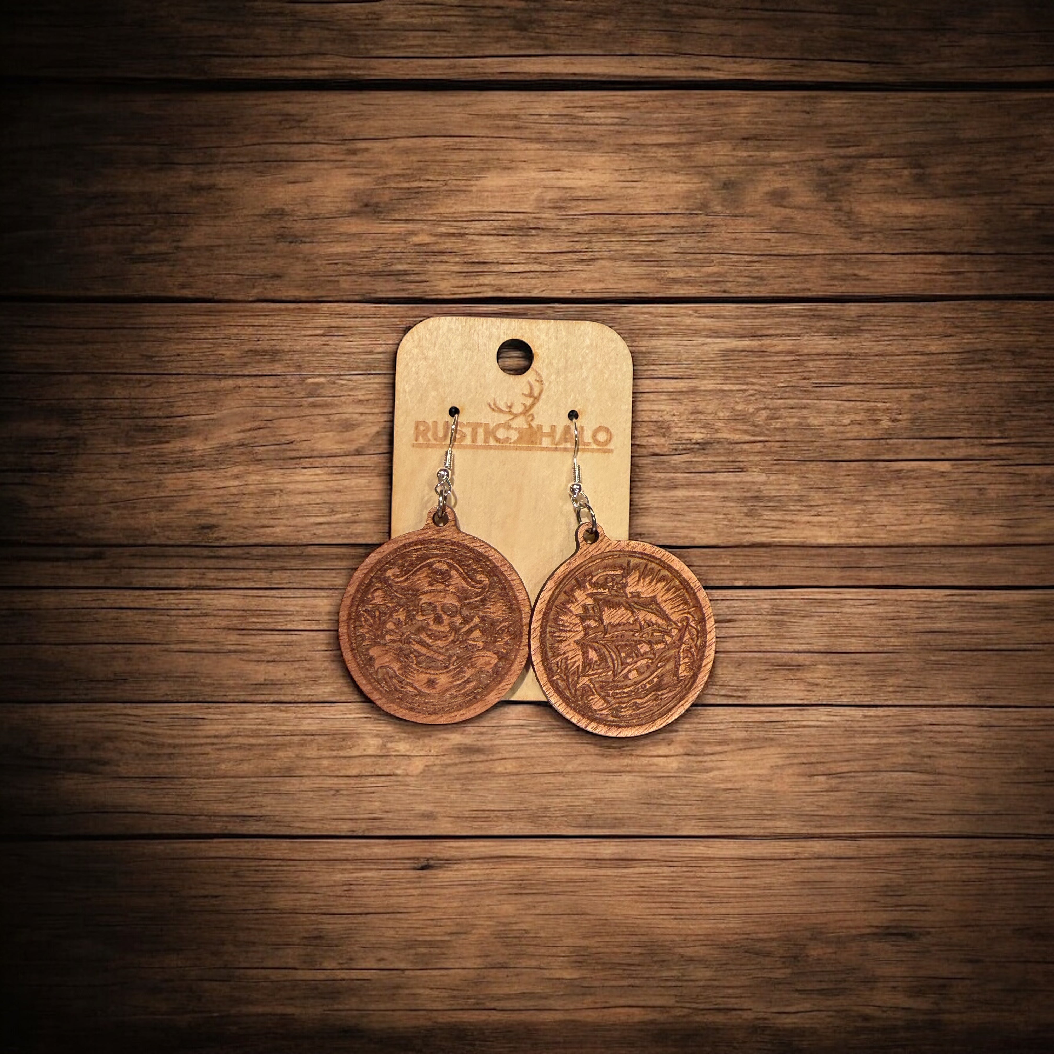 Pirate Medallion Dangle Earrings