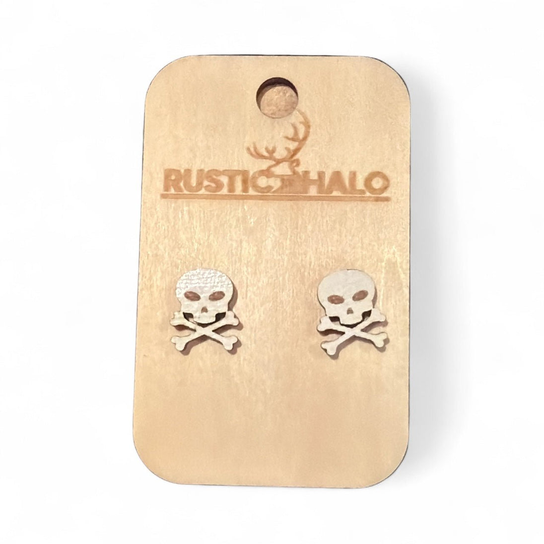Skull and Cross Bone Stud Earrings - Rustic Halo