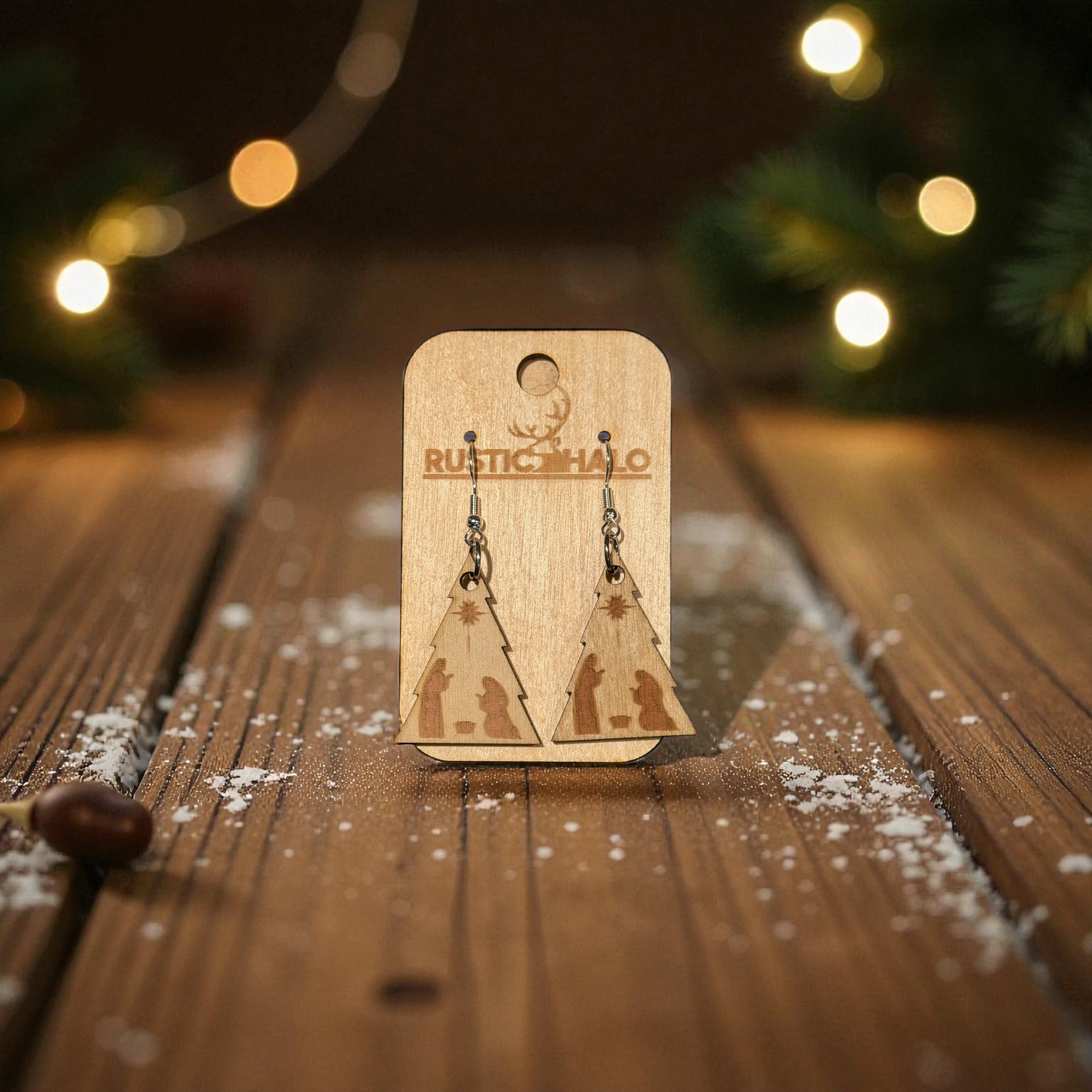 Christmas Tree Nativity Earrings