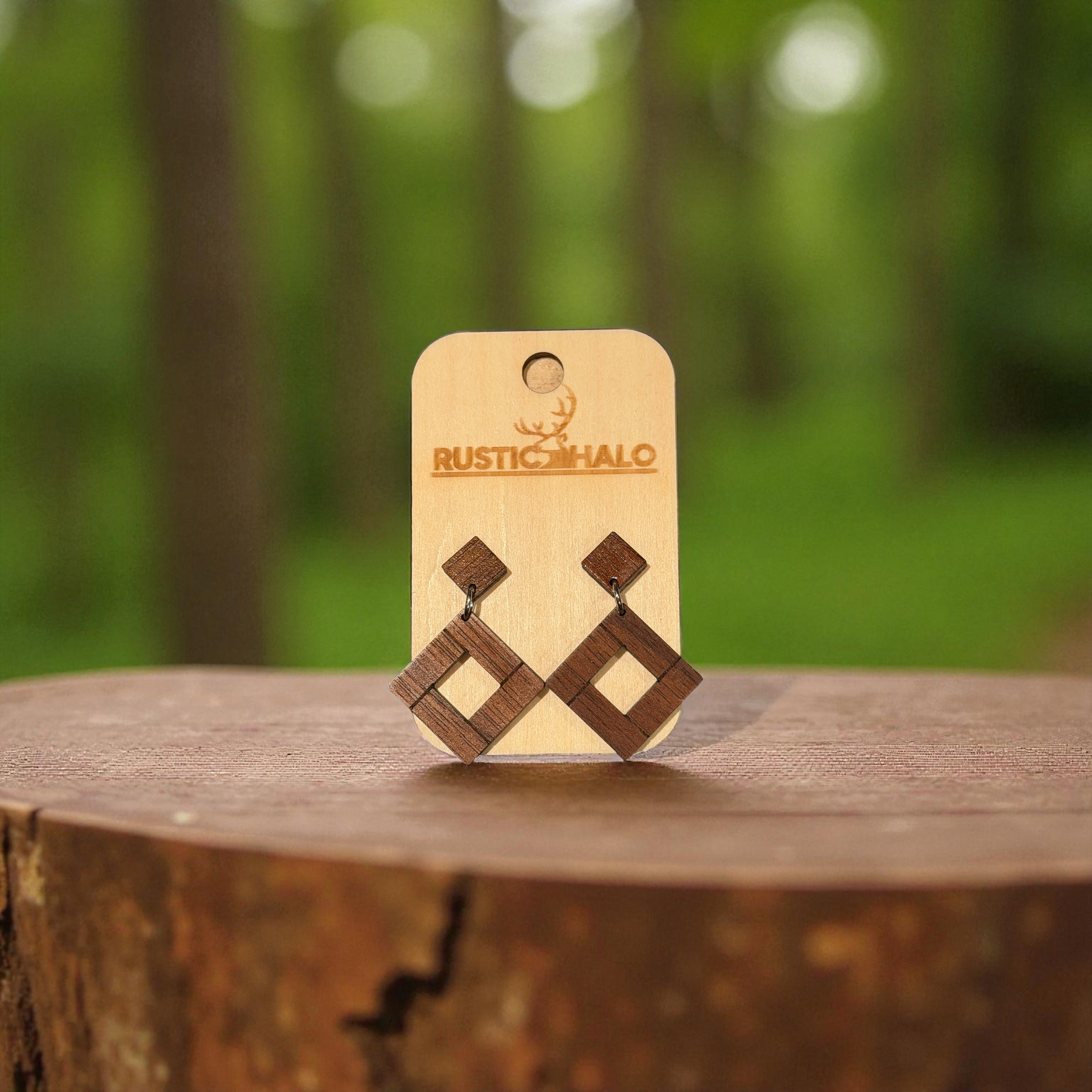 Geometric Diamond Square Drop Earring