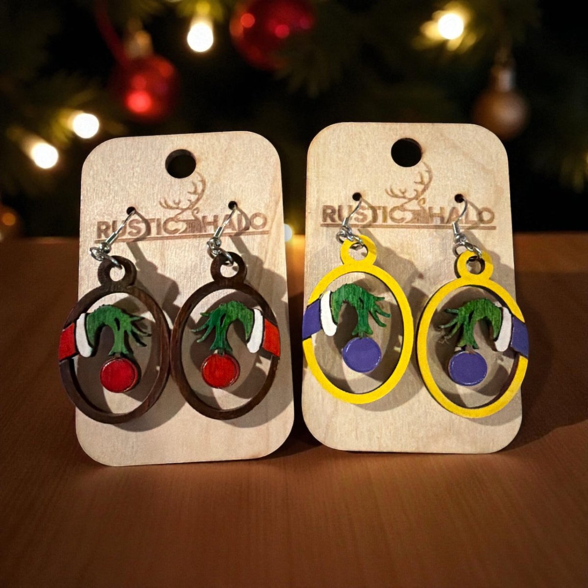 Grinch Holding Ornament Dangle Earrings
