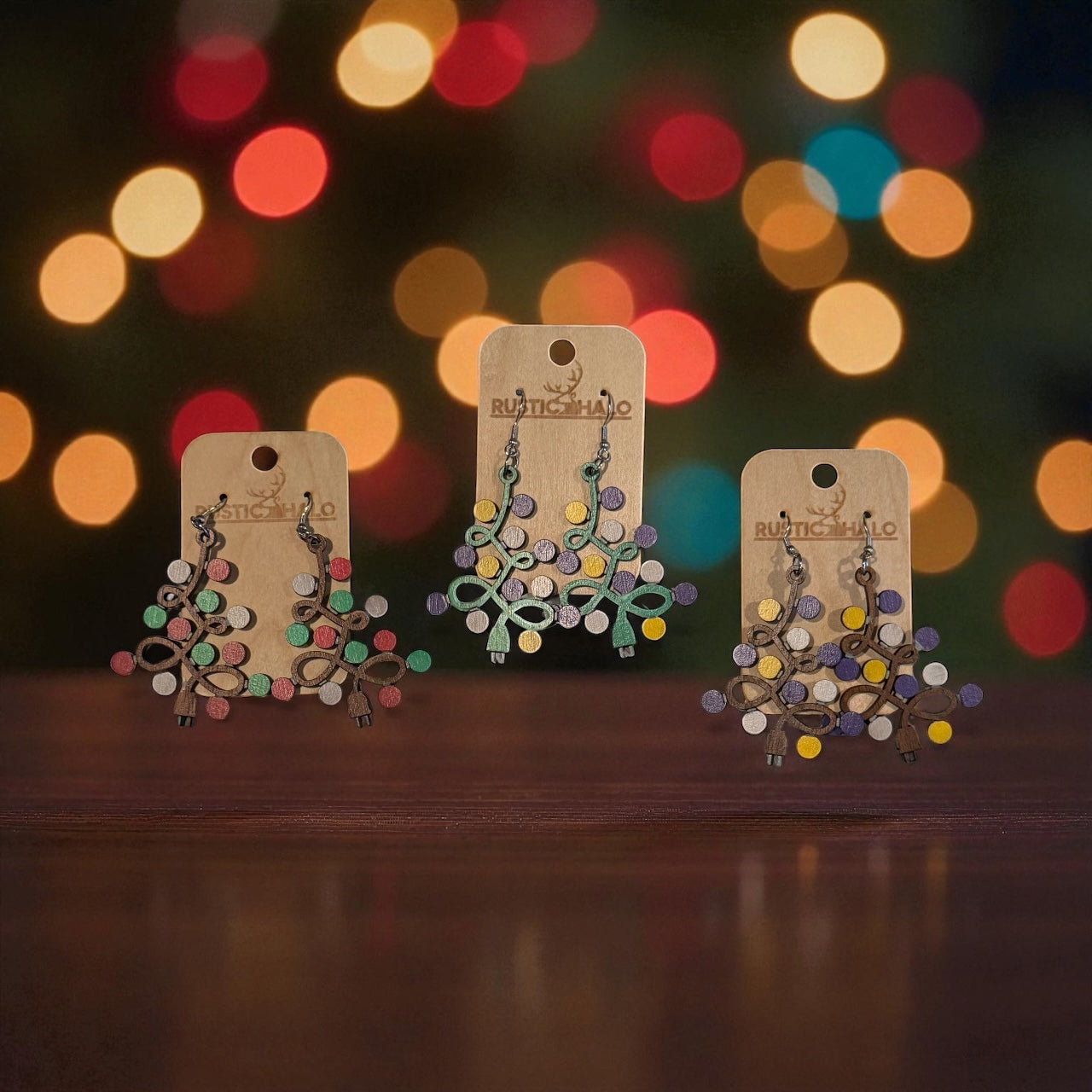 Christmas Tree with Lights Dangle Earrings