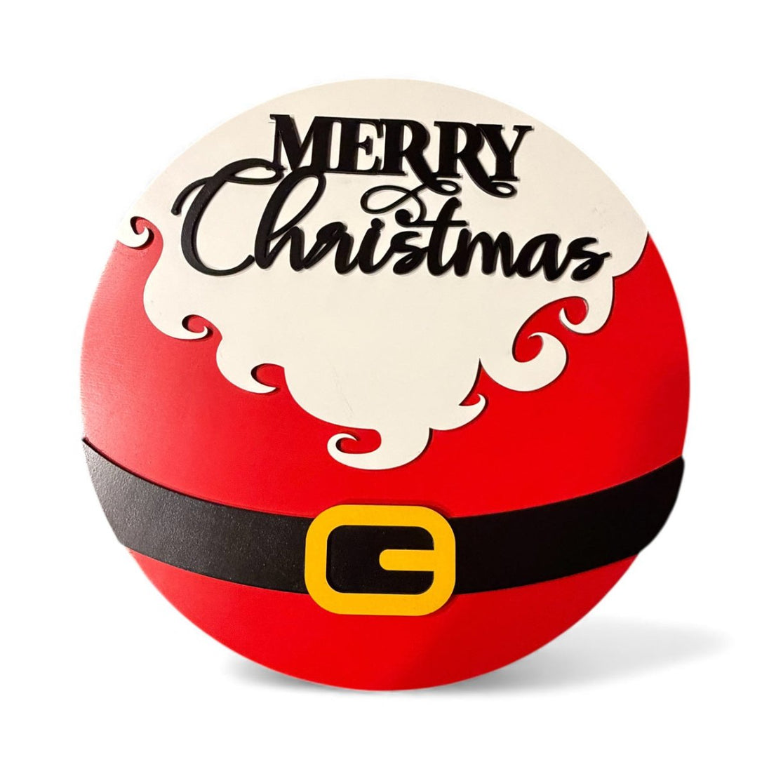 Santa Belly Merry Christmas Novelty Sign - Rustic Halo