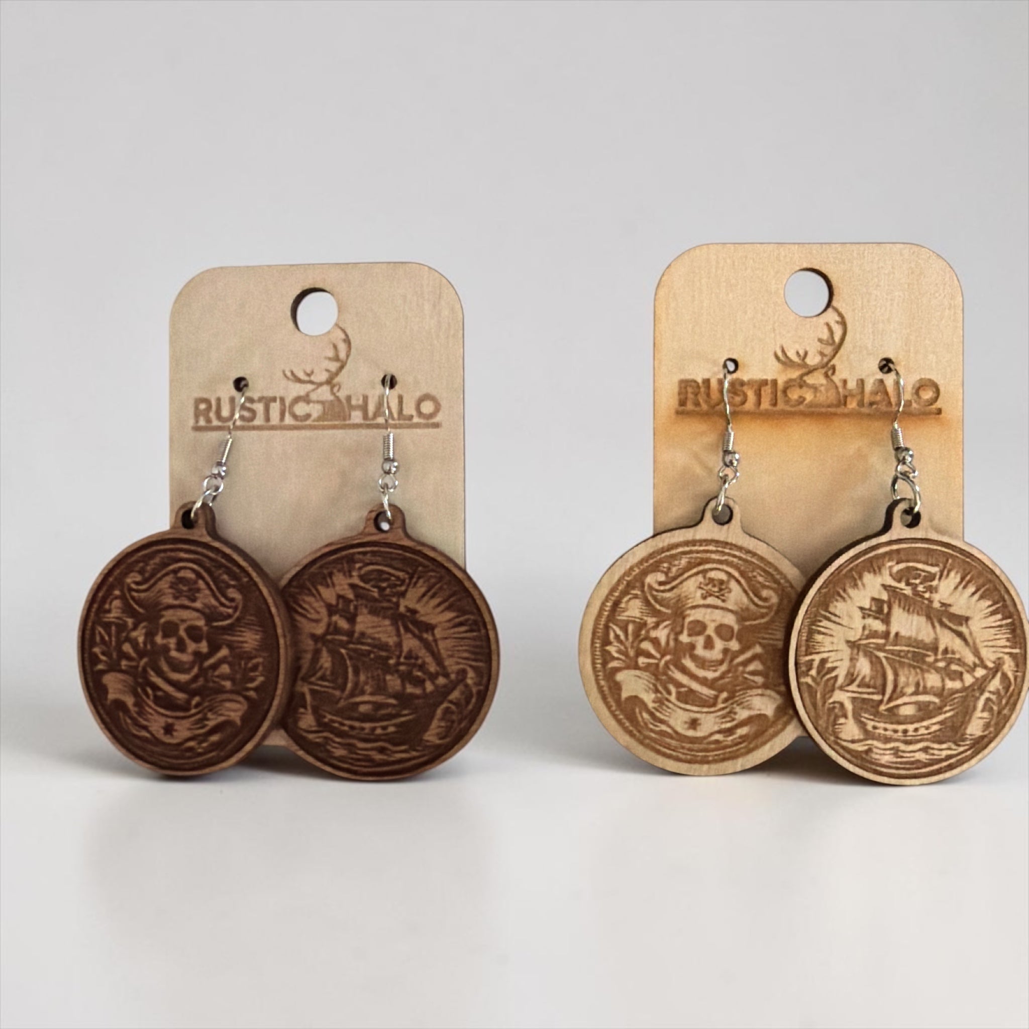 Pirate Medallion Dangle Earrings