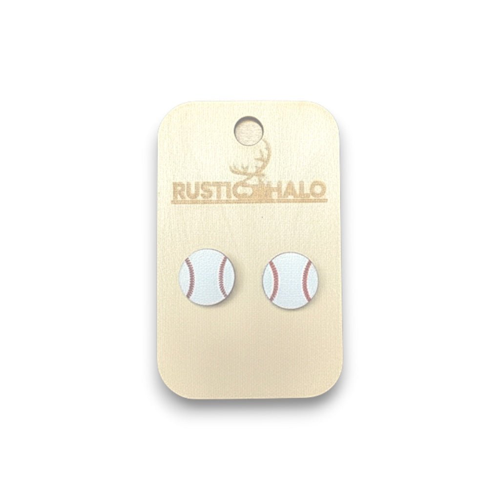 Baseball Stud Earrings - Rustic Halo