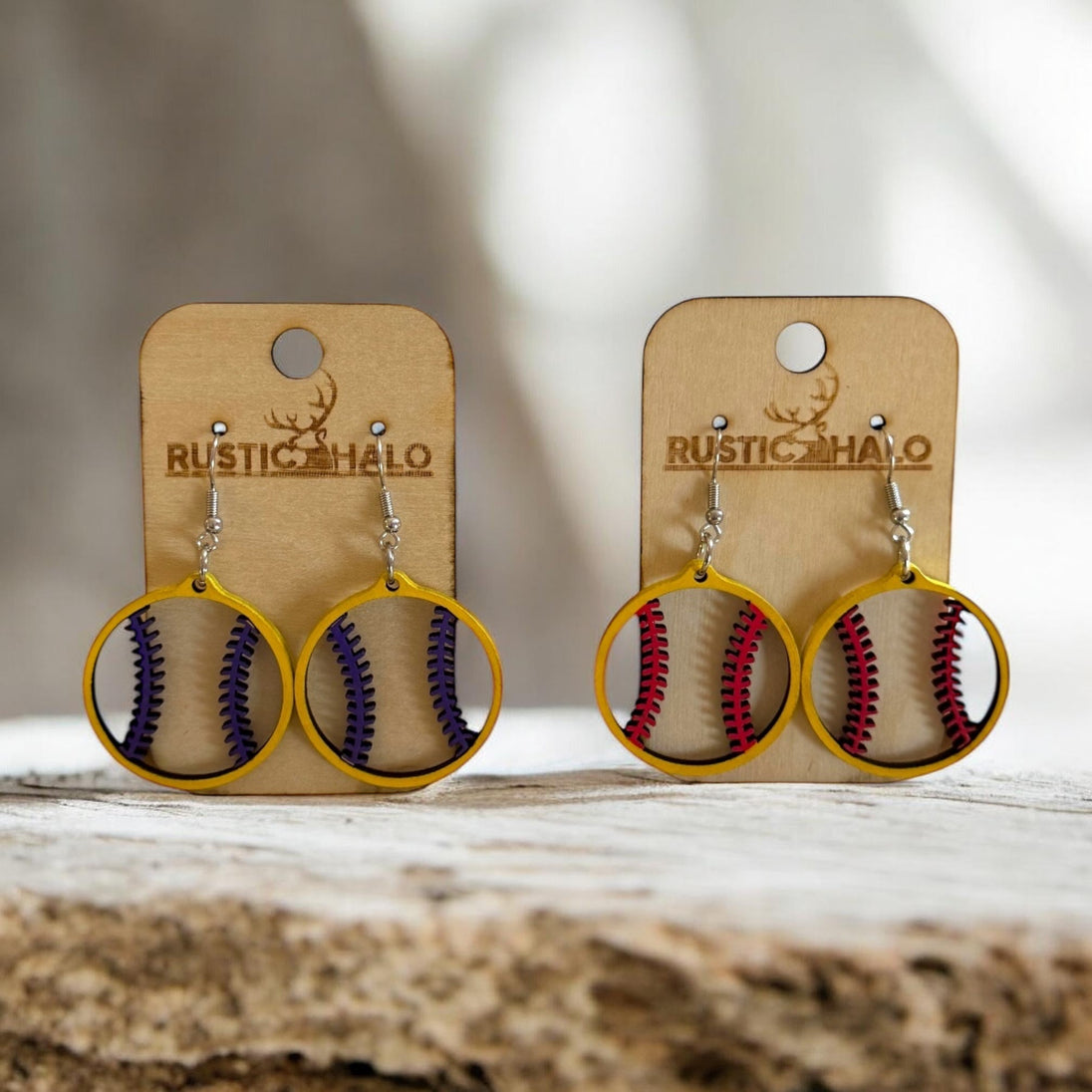 Baseball/Softball Earrings - Rustic Halo