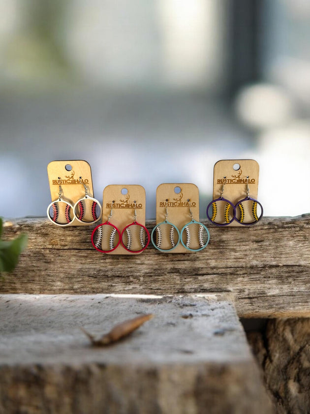 Baseball/Softball Earrings - Rustic Halo
