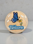 Butterfly Daisy Welcome Sign - Rustic Halo