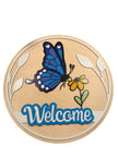 Butterfly Daisy Welcome Sign - Rustic Halo