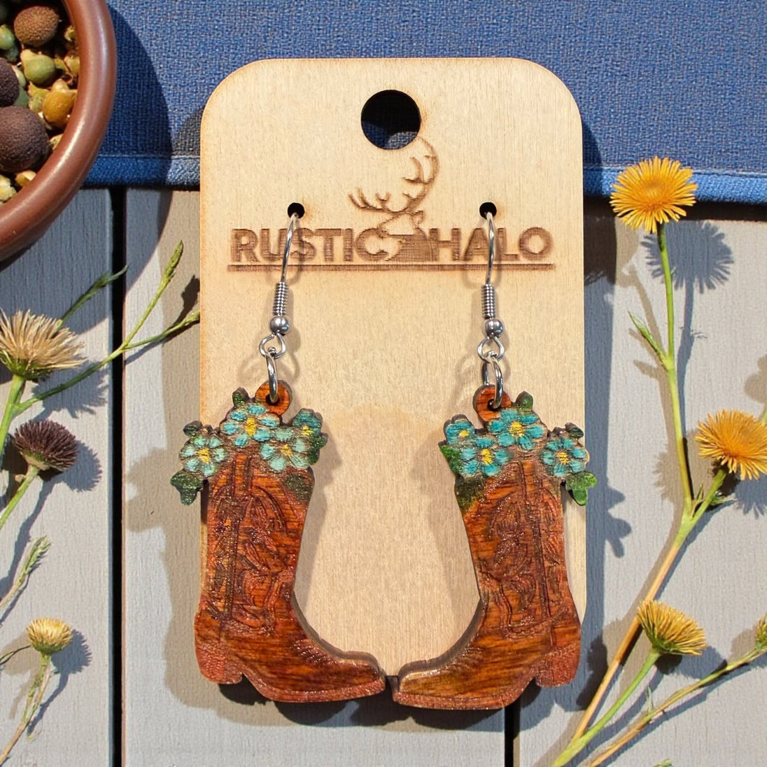 Cowgirl Flower Garden Dangles - Rustic Halo