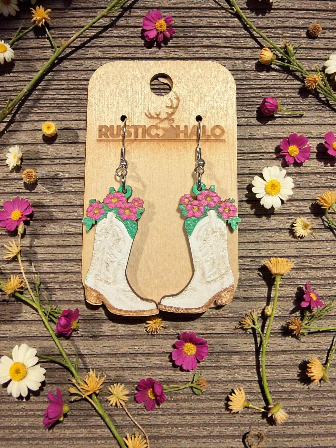 Cowgirl Flower Garden Dangles - Rustic Halo