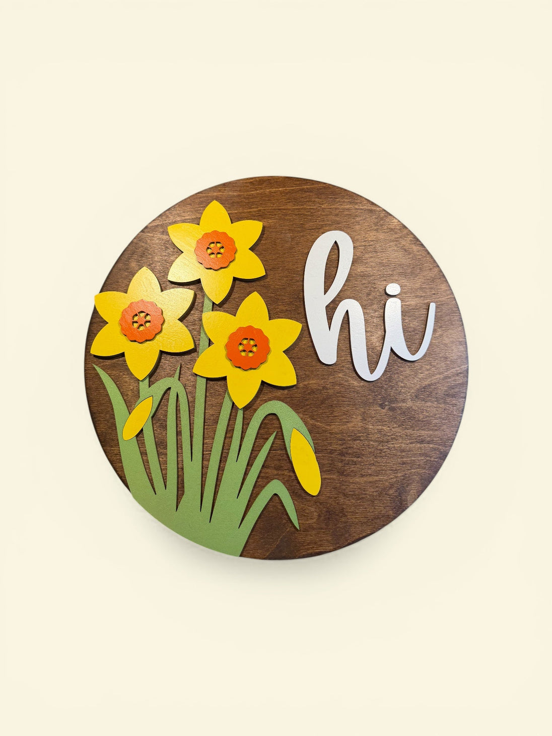 Daffodil HI Round Sign - Rustic Halo