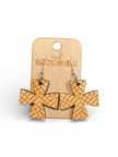 Dainty Cross Laser Engraved Earrings - Rustic Halo