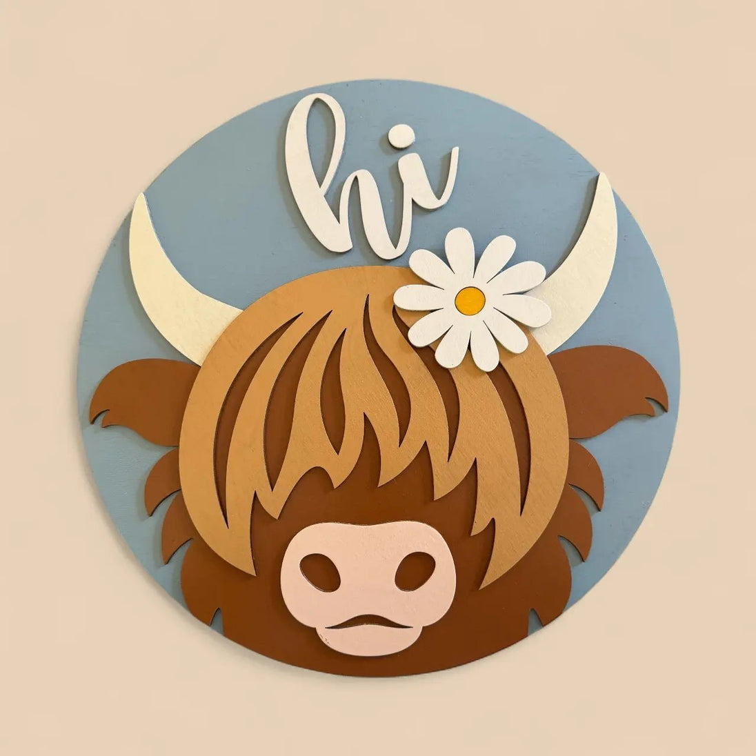 Daisy Highland Cow - Rustic Halo