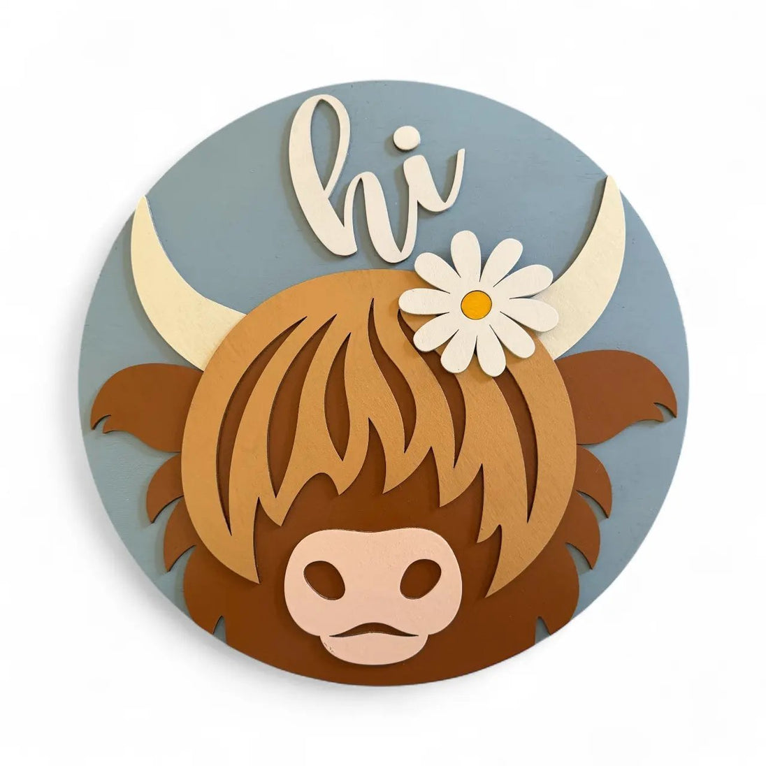 Daisy Highland Cow - Rustic Halo
