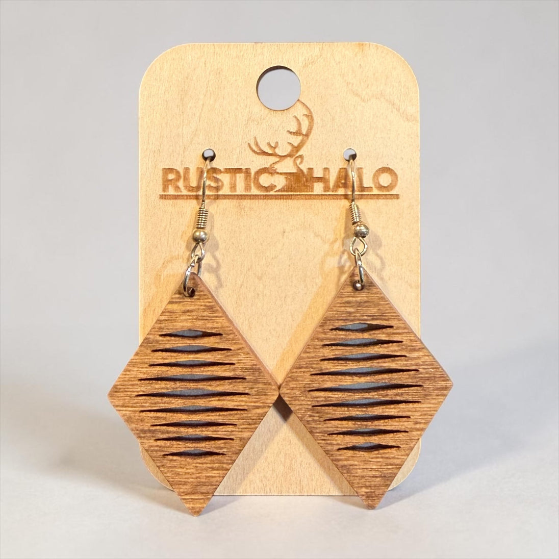 Diamond Center Cut Dangle Earrings - Rustic Halo