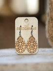 Diamond Engraved Scalloped Dangle Earrings - Rustic Halo