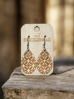 Diamond Engraved Scalloped Dangle Earrings - Rustic Halo