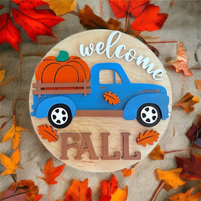 Fall Truck Welcome Sign - Rustic Halo