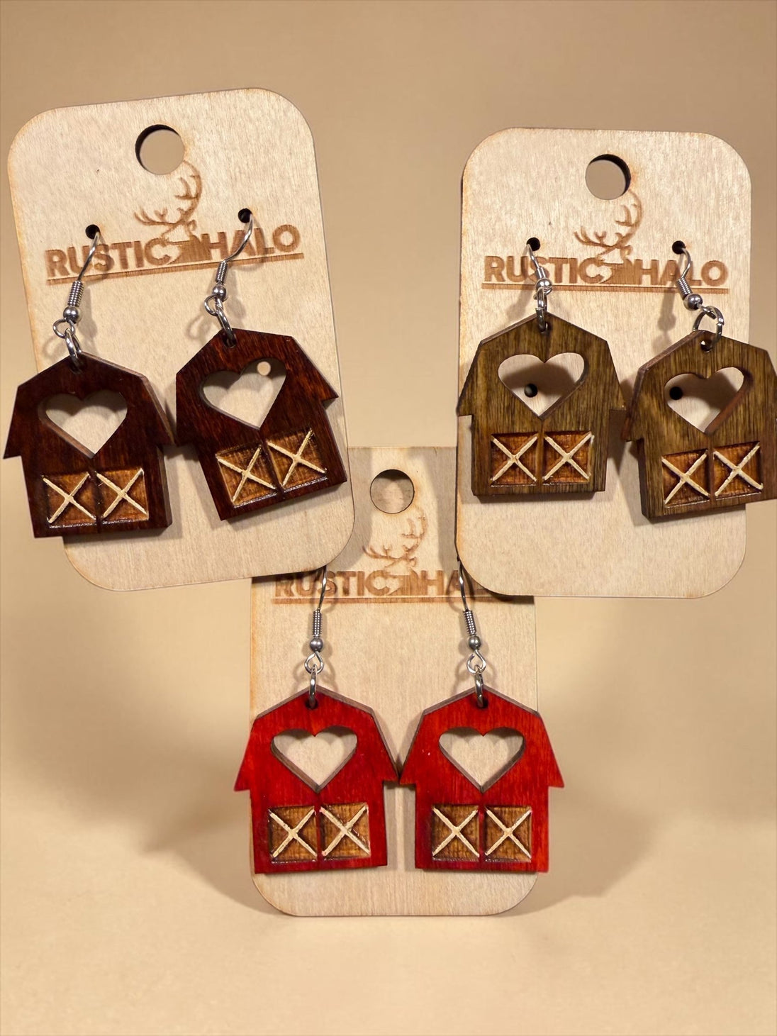 Farmhouse Barn Dangle Earrings - Rustic Halo