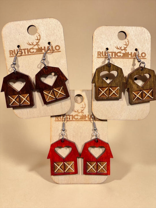Farmhouse Barn Dangle Earrings - Rustic Halo