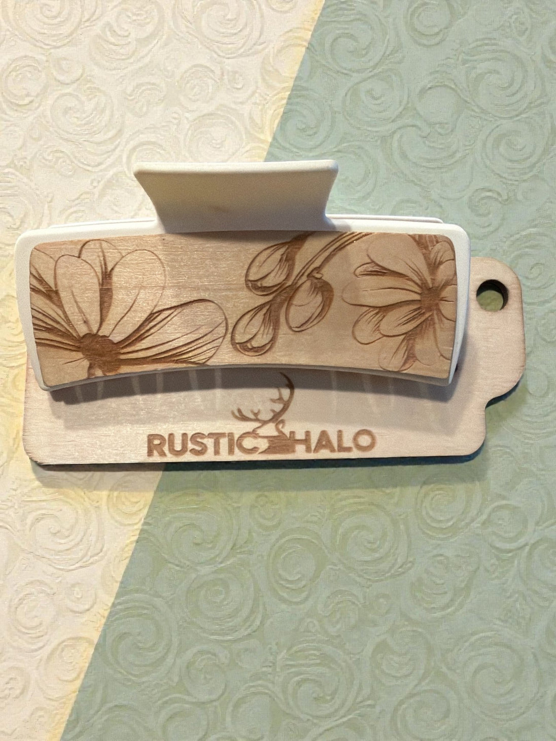 Floral Scene Hair Claw - Rustic Halo