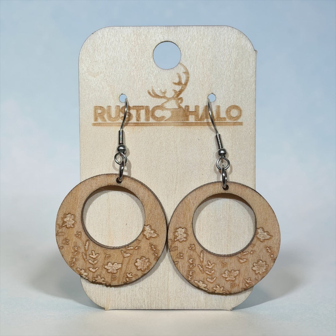 Floral Wood Earrings - Rustic Halo