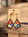 Flower Teardrop Earrings Red, White, and Blue - Rustic Halo