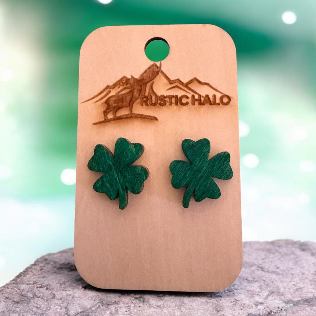 Four Leaf Clover Stud Earrings - Rustic Halo