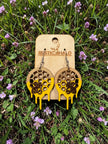 Honey Bee and Comb Dangle Earrings - Rustic Halo