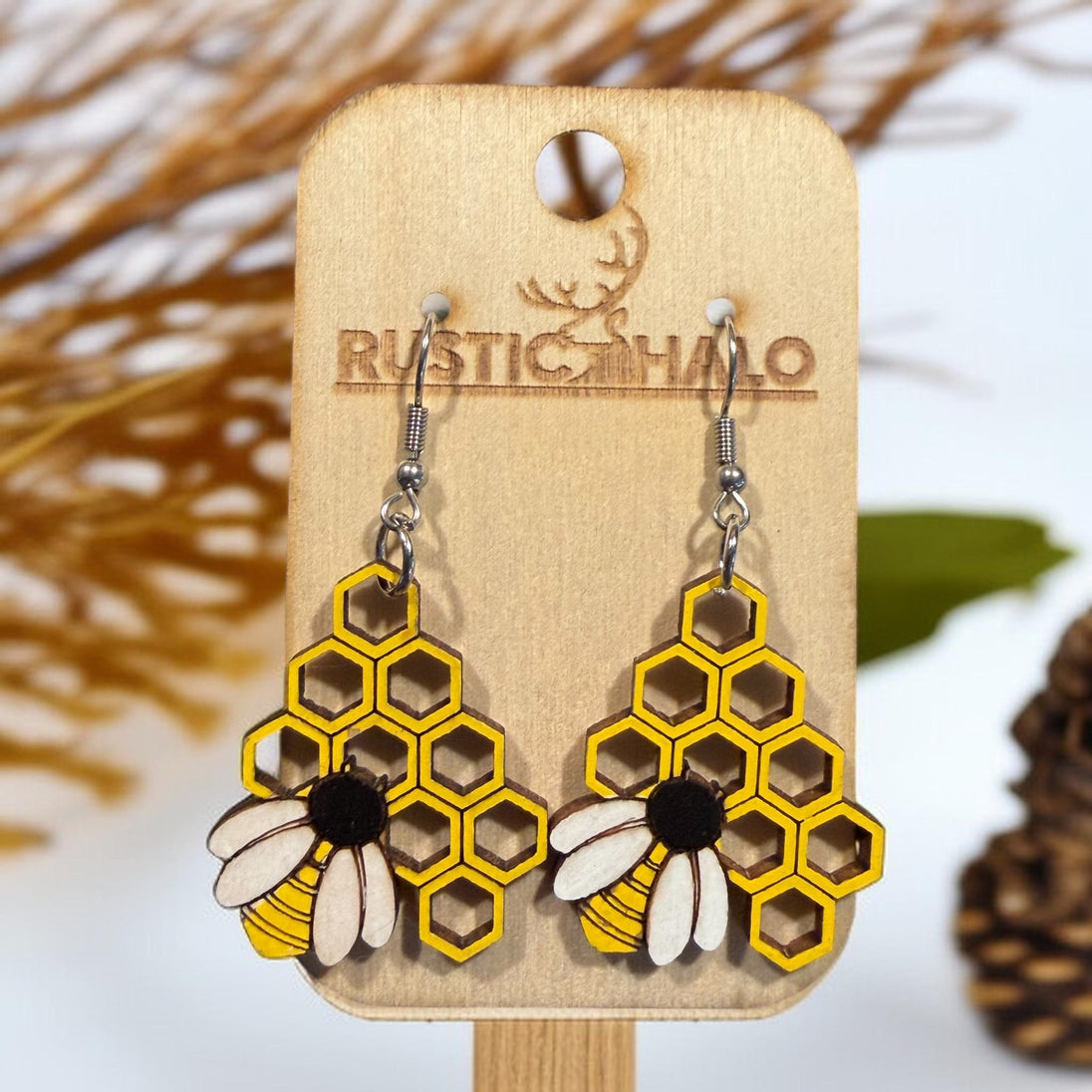 Honeycomb Bloom Dangles - Rustic Halo