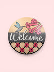 Hummingbird Flower Door Hanger Sign - Rustic Halo