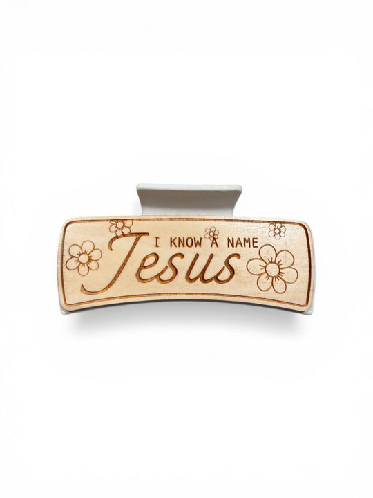 I Know A Name Jesus Hair Claw - Rustic Halo