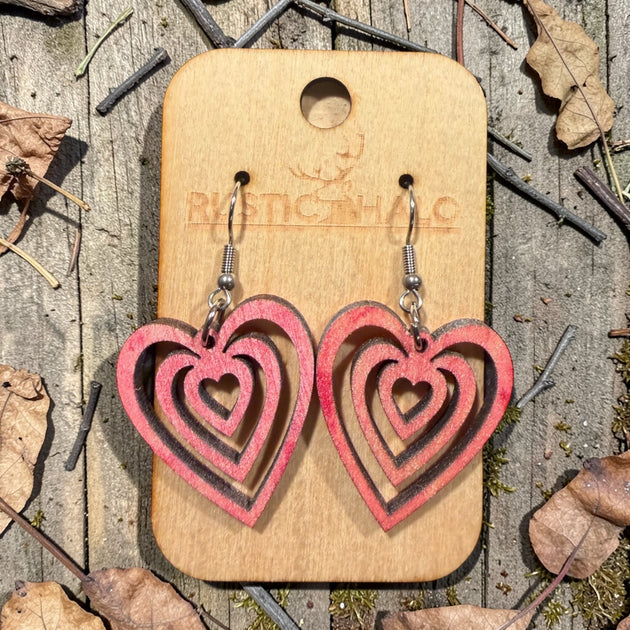 Intersecting Heart Dangle Earrings - Rustic Halo