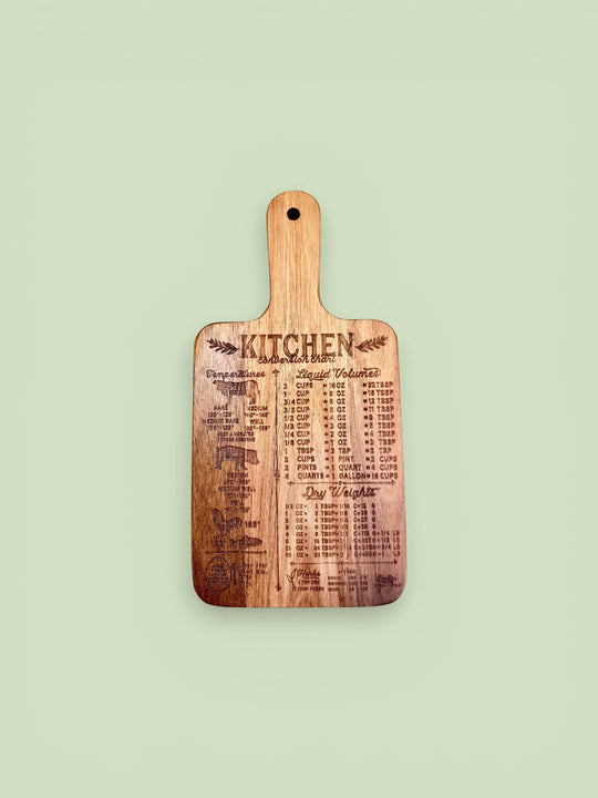Kitchen Conversion Chart Cutting Board - Rustic Halo