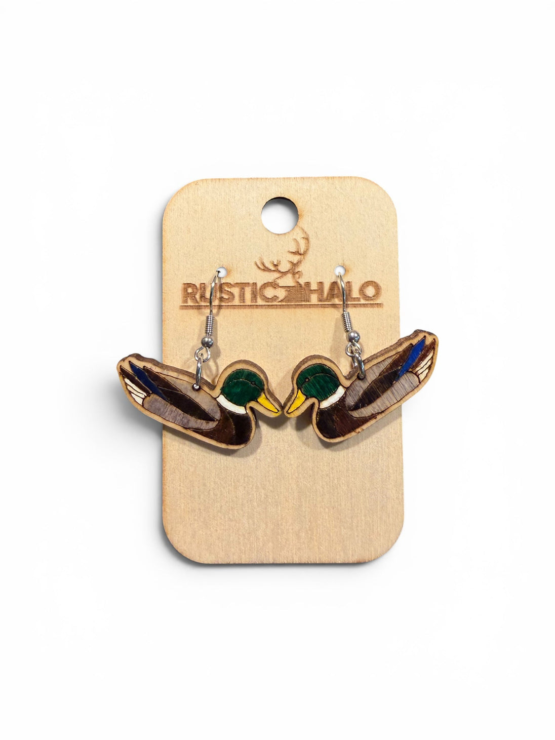 Mallard Duck Dangle Earrings - Rustic Halo