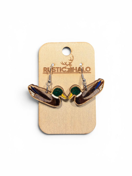Mallard Duck Dangle Earrings - Rustic Halo