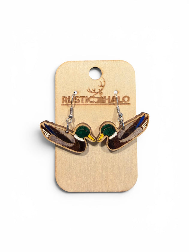 Mallard Duck Dangle Earrings - Rustic Halo