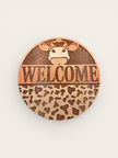 Natural Cow Welcome Sign - Rustic Halo