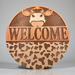 Natural Cow Welcome Sign - Rustic Halo