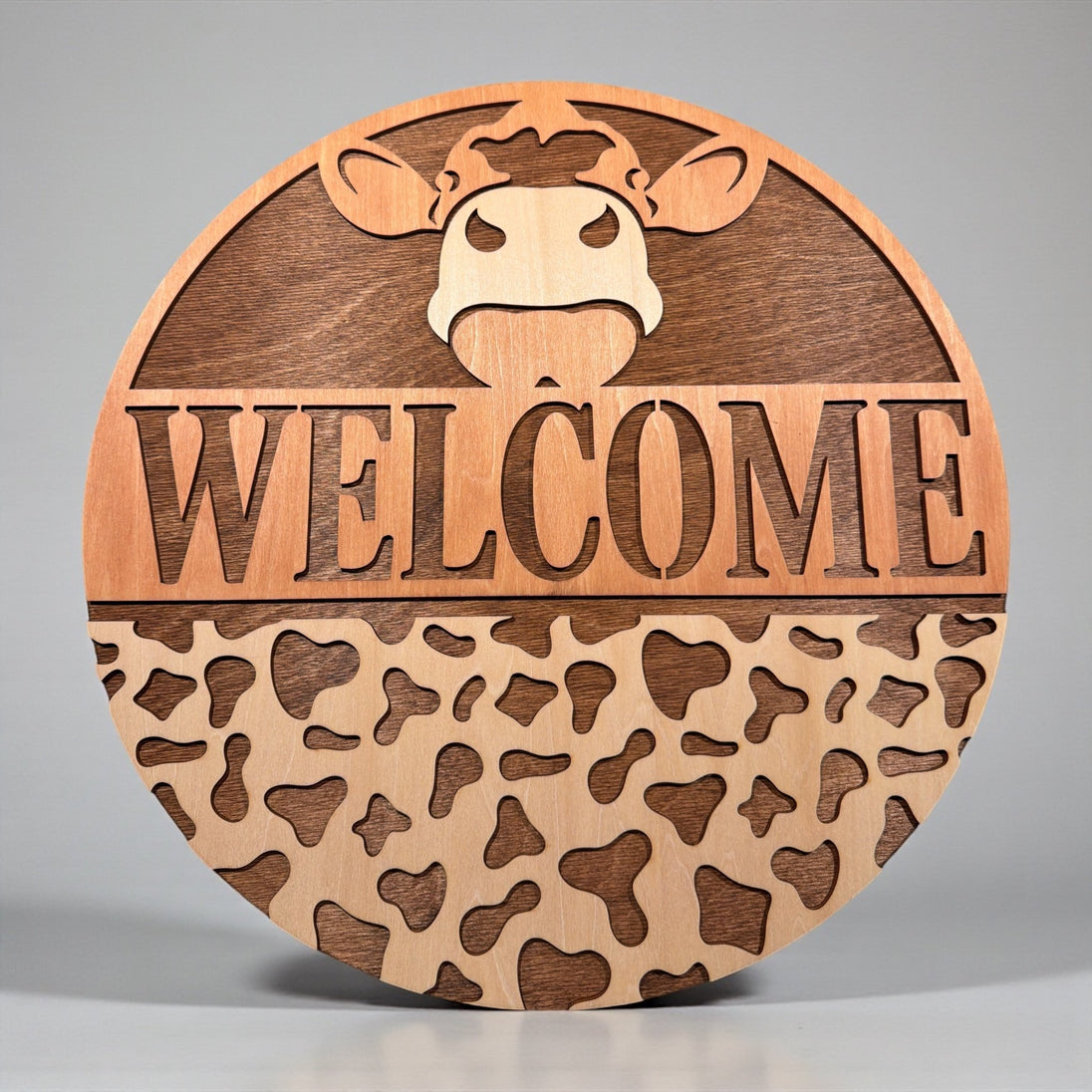 Natural Cow Welcome Sign - Rustic Halo