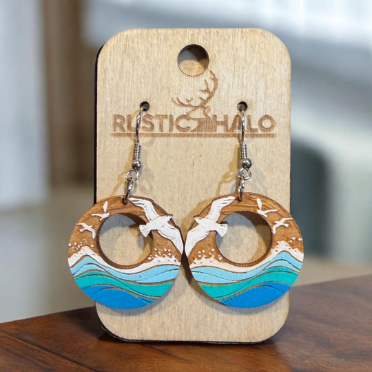 Ocean Wave Seagull Earrings - Rustic Halo