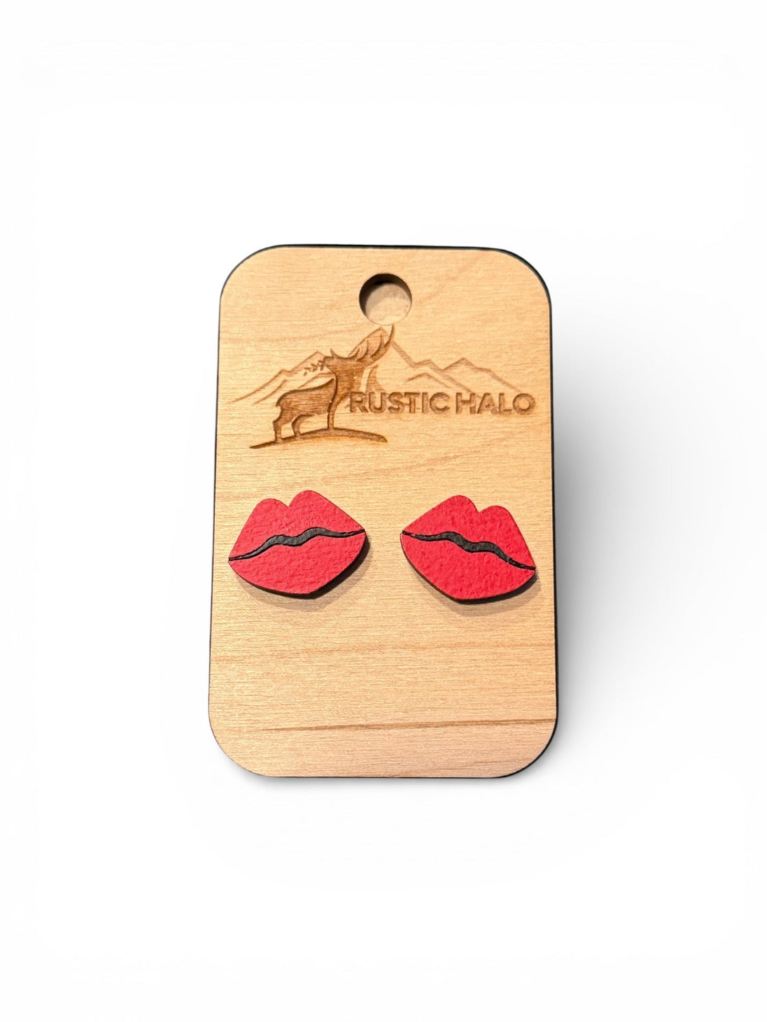 Red Lip Studs - Rustic Halo