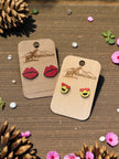 Red Lip Studs - Rustic Halo
