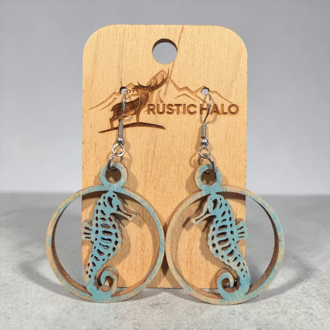 Seahorse Medallion Earrings - Rustic Halo