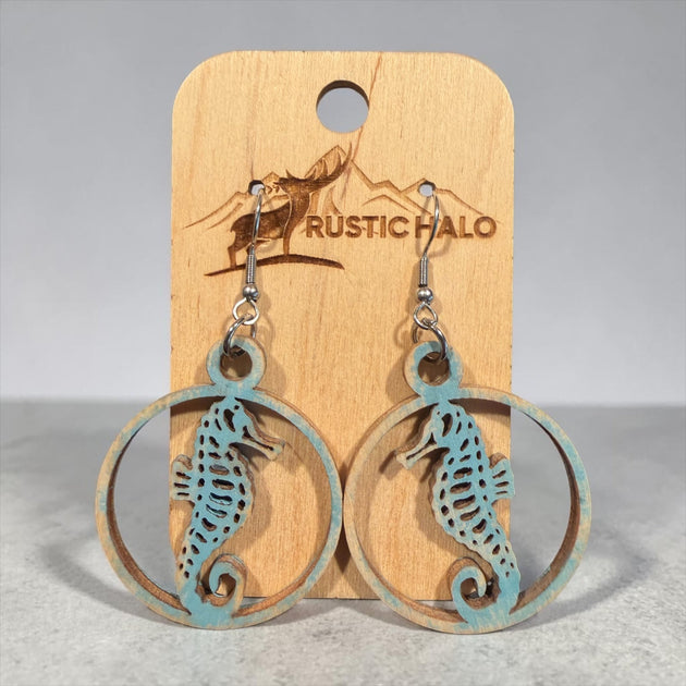 Seahorse Medallion Earrings - Rustic Halo