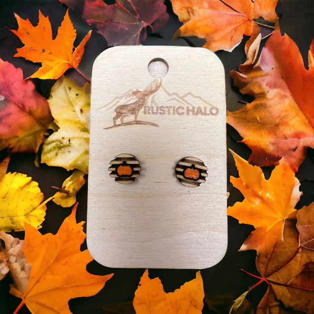 Striped Pumpkin Studs - Rustic Halo