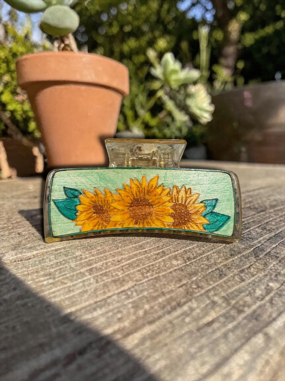Sunflower Hair Claw - Rustic Halo